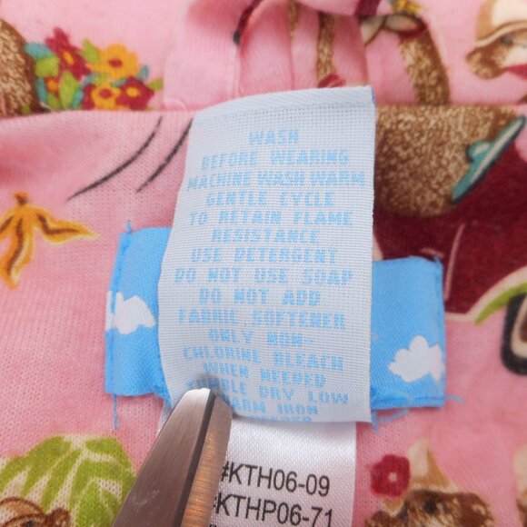 Nick and Nora Toddler Girls Size 3T Pink Sock Monkey Hooded Fleece Robe Belted - Picture 7 of 11